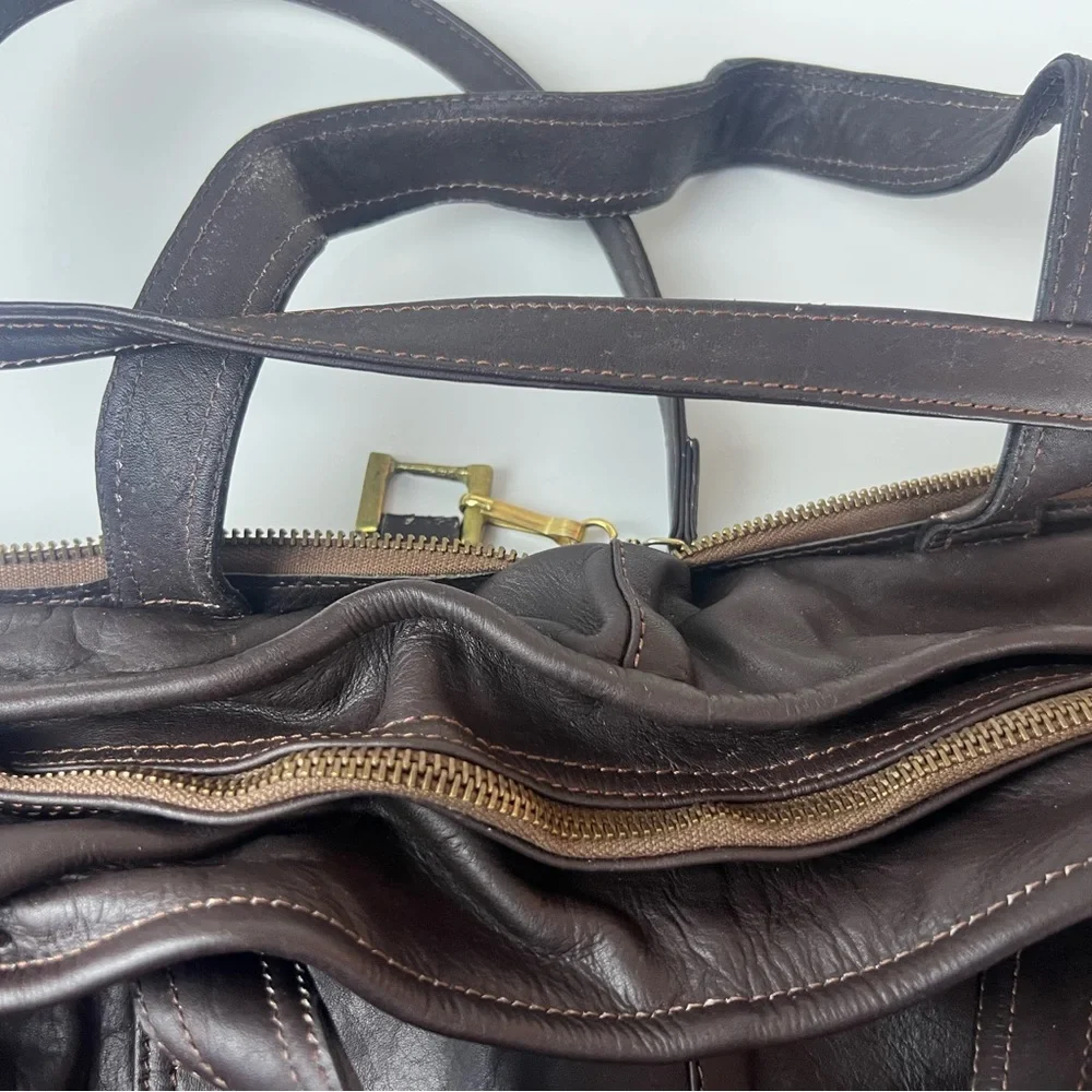 Vintage Men’s Brown Leather Convertible Travel Bag Briefcase Work Bag